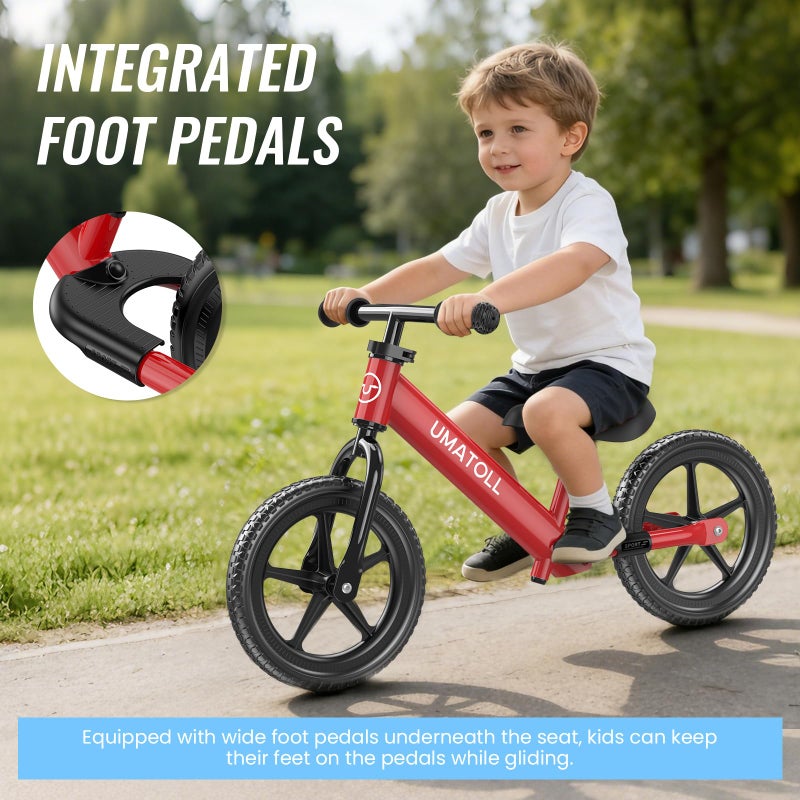 Umatoll Toddler Balance Bike for 2-5 Year Old, Adjustable Kids Toy Bicycle, Gift for Ages 2-3 Girls Boys (Red) - Image 4
