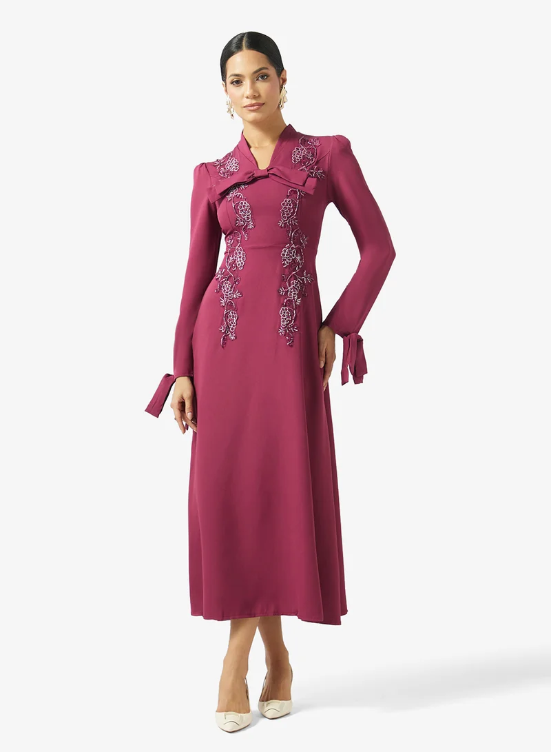 Embroidered A-line Dress