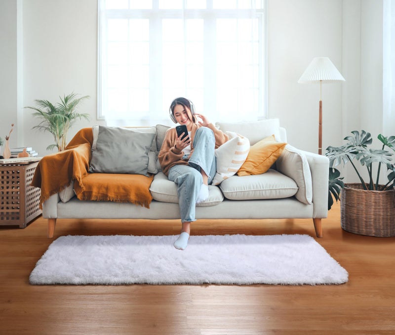ONASAR White Runner Rugs for Bedroom Living Room, Luxury Bedside Fluffy Area Rug 2x6 Feet, Ultra Soft Plush Faux Fur Floor Throw Carpet for Hallway Nursery Kids Dorm Home Decor Aesthetic - Image 5