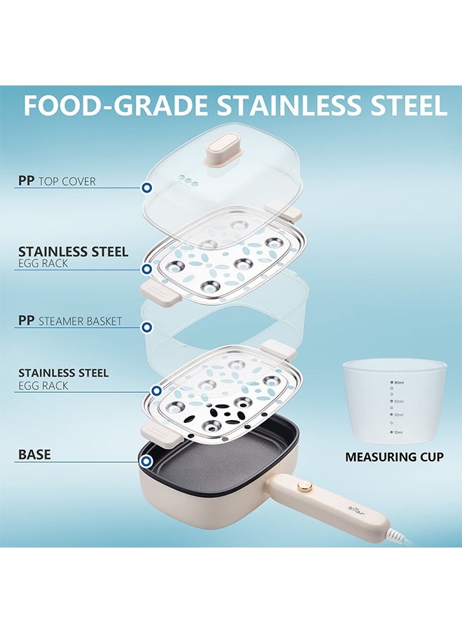 Bear - Rapid Egg Cooker - Egg Boiler with 12 Egg Capacity - Non-Stick Frying Pan - Multifunctional Cookware - 500W - Image 1