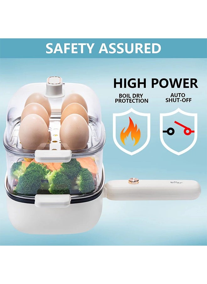 Bear - Rapid Egg Cooker - Egg Boiler with 12 Egg Capacity - Non-Stick Frying Pan - Multifunctional Cookware - 500W - Image 1