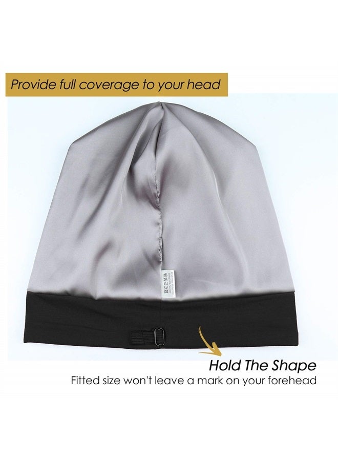 FocusCare Silk Hair Wrap for Sleeping Satin Lined Lightweight Dark Black - Image 3