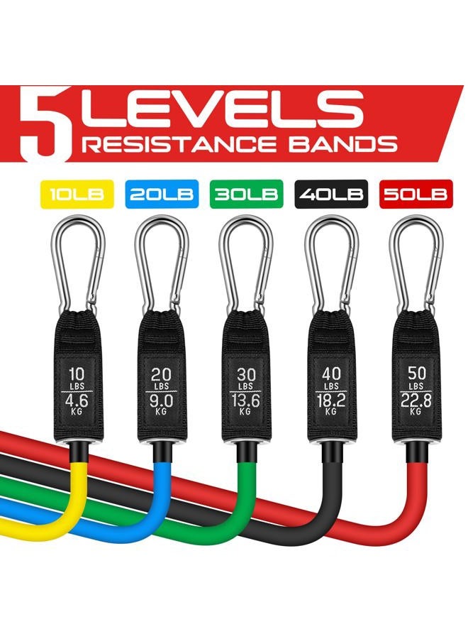 RENRANRING Resistance Bands Set,Exercise Bands with Stackable Workout Bands, Door Anchor Attachment, Handles, Legs Ankle Straps, Carry Bag, Gym Equipment for Home (Set of 13) (Black) - Image 3