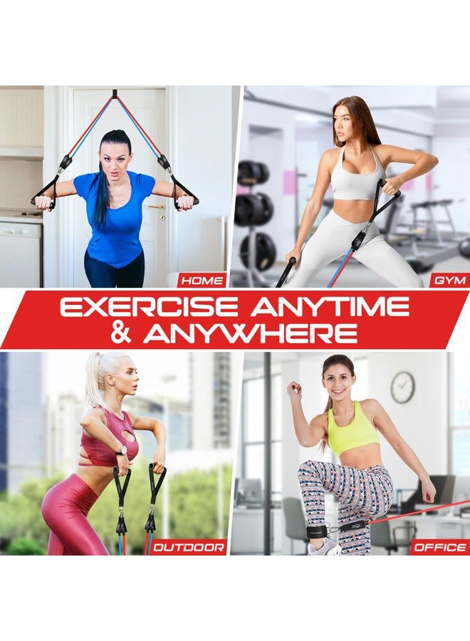 RENRANRING Resistance Bands Set,Exercise Bands with Stackable Workout Bands, Door Anchor Attachment, Handles, Legs Ankle Straps, Carry Bag, Gym Equipment for Home (Set of 13) (Black) - Image 5