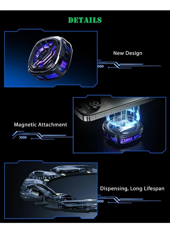 Bliszaar Magnetic Cell Phone Cooler, RGB Phone Cooling Fan with Finger Sleeves Portable Lightweight Mobile Phone Cooling Fan, Phone Radiator with Temperature Display for Mobile Gaming,Tiktok Live Streaming  - Image 3