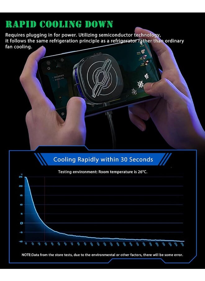 Bliszaar Magnetic Cell Phone Cooler, RGB Phone Cooling Fan with Finger Sleeves Portable Lightweight Mobile Phone Cooling Fan, Phone Radiator with Temperature Display for Mobile Gaming,Tiktok Live Streaming  - Image 5