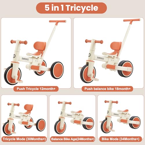 Bobike Toddler Bike with Push HandleTricycles for 18 Months to 5 Years Old Toddler Tricycle with Push Handle for Boy Girl Baby Balance Bike with Adjustable Seat Height and Removable Pedal White - Image 5