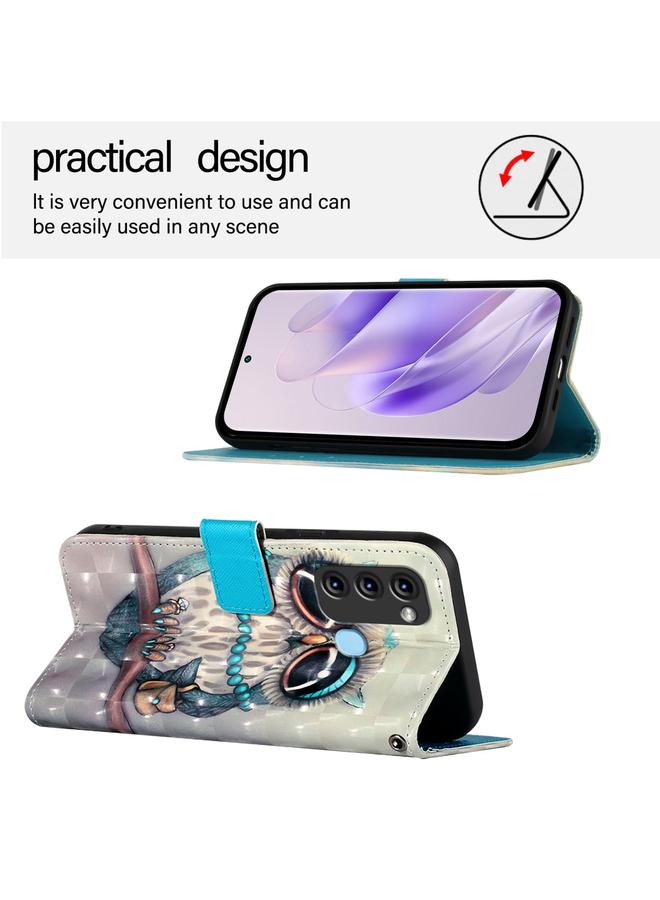 اس-توب جراب لهاتف Itel S17 / Vision 3، جراب جلدي أفقي قابل للطي برسومات ثلاثية الأبعاد - Image 3