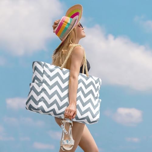 Becokan Beach Bags for Women Large Waterproof Beach Tote Bag Zipper Beach Bags Waterproof Sandproof Swim Pool Bag Large Tote - Image 3