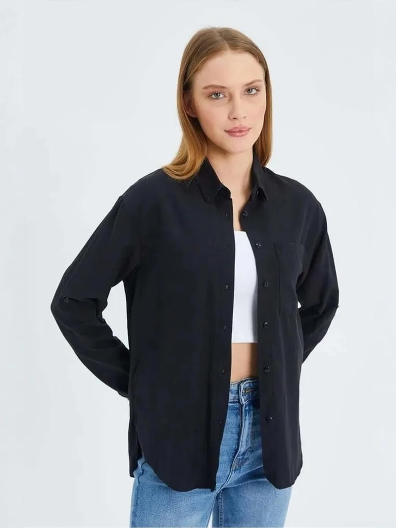 MixRay Mixray Long Sleeve Button-Up Shirt with Pocket