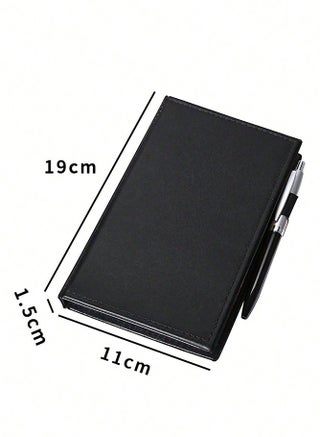 10-Piece Business Notepad Set, PU Leather Portfolio Folder with Ballpoint Pen, Blank Paper Notepad and Sticky Notes Pad, Index Tabs for Office Supplies, Compact Slim Notebook Cover for Teacher Student Gift, Black - view 2