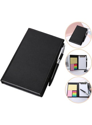 10-Piece Business Notepad Set, PU Leather Portfolio Folder with Ballpoint Pen, Blank Paper Notepad and Sticky Notes Pad, Index Tabs for Office Supplies, Compact Slim Notebook Cover for Teacher Student Gift, Black - view 4
