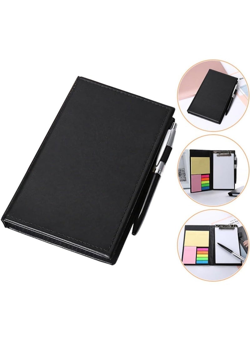 NIIMBOT 10-Piece Business Notepad Set, PU Leather Portfolio Folder with Ballpoint Pen, Blank Paper Notepad and Sticky Notes Pad, Index Tabs for Office Supplies, Compact Slim Notebook Cover for Teacher Student Gift, Black - Image 4