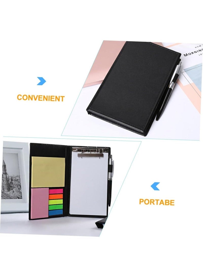NIIMBOT 10-Piece Business Notepad Set, PU Leather Portfolio Folder with Ballpoint Pen, Blank Paper Notepad and Sticky Notes Pad, Index Tabs for Office Supplies, Compact Slim Notebook Cover for Teacher Student Gift, Black - Image 5