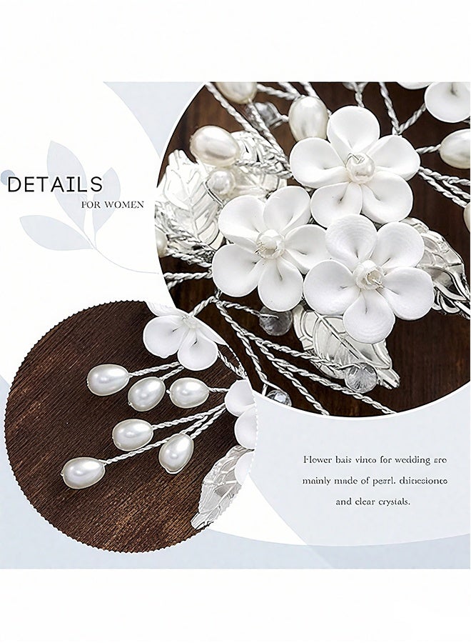 Happy D Hair Accessories for Women Bridal wedding Flower, Hair Accessories for Baby Girl Women (A-Silver) - Image 3