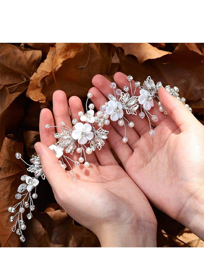Happy D Hair Accessories for Women Bridal wedding Flower, Hair Accessories for Baby Girl Women (A-Silver) - Image 2