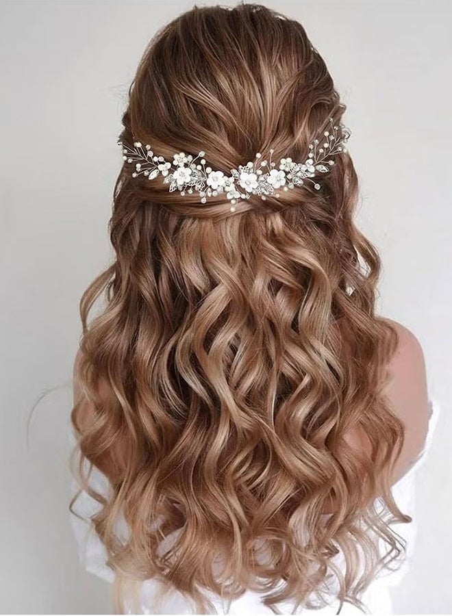 Happy D Hair Accessories for Women Bridal wedding Flower, Hair Accessories for Baby Girl Women (A-Silver) - Image 5