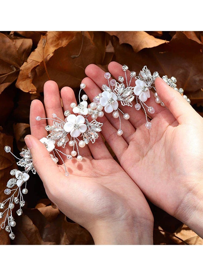 Happy D Hair Accessories for Women Bridal wedding Flower, Hair Accessories for Baby Girl Women (A-Silver) - Image 4