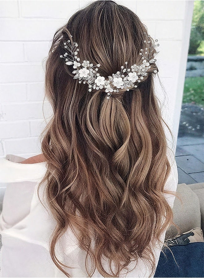Happy D Hair Accessories for Women Bridal wedding Flower, Hair Accessories for Baby Girl Women (A-Silver) - Image 1