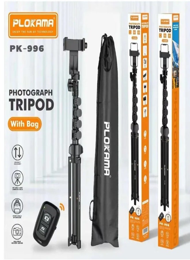 PLOKAMA - PLOKAMA PK-996 Photograph Tripod 170CM Stable and Unshakable, Height Adjust，Multiple device usage - Image 1
