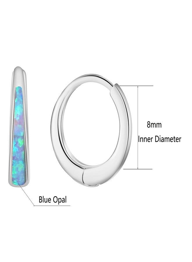 Jacruces Silver Earrings for Women Trendy small gold hoop earrings Opal Earrings 14k Gold Plated Huggie Hoop earrings Silver Earrings Silver Chunky Gold Jewelry Opal Jewelry Women - Image 3