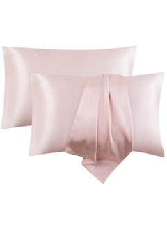 Tersely Satin Pillowcase, 2 Pack 20"x 30" Silk Satin Pillowcases for Hair and Skin Queen Size Pillow Case with Envelope Closure (50x75cm, Cream)  - Image 1