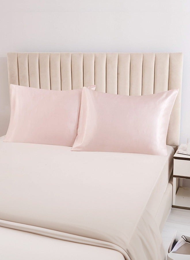 بشكل مختصر غطاء مخدة من الساتان، 2 عبوة أكياس مخدة من الساتان الحرير مقاس 20 بوصة × 30 بوصة للشعر والبشرة غطاء مخدة من الساتان بحجم الملكة مع إغلاق بمغلف (50 × 75 سم، كريمي) - Image 5