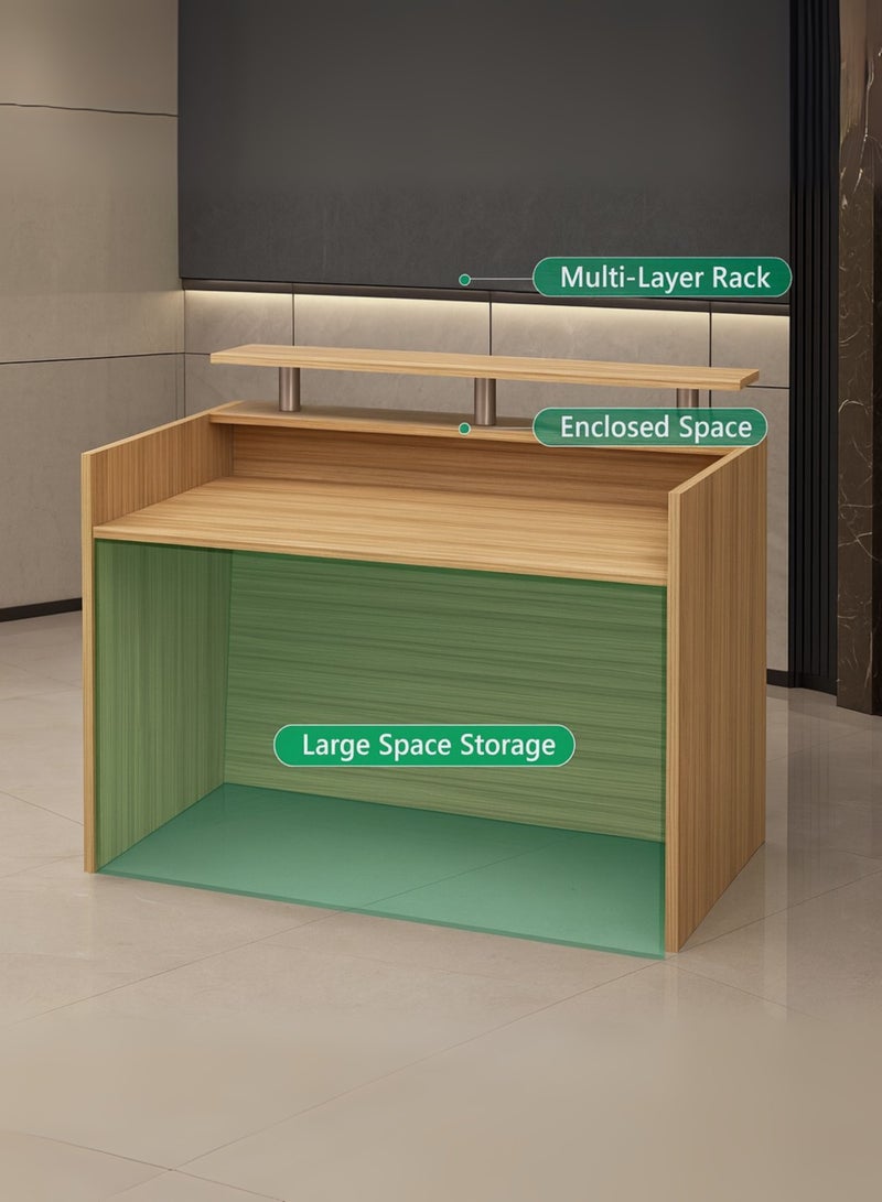 Karnak Modern Reception Desk Counter – Minimalist Beige Front Desk with Raised Shelf, Durable Finish & Spacious Workstation for Offices, Clinics, Hotels, Salons & Showrooms (Coco) - Image 4
