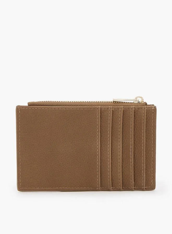 Flora Bella By Shoexpress TAN Solid Card Holder With Zip Closure for Women | Best Price UAE