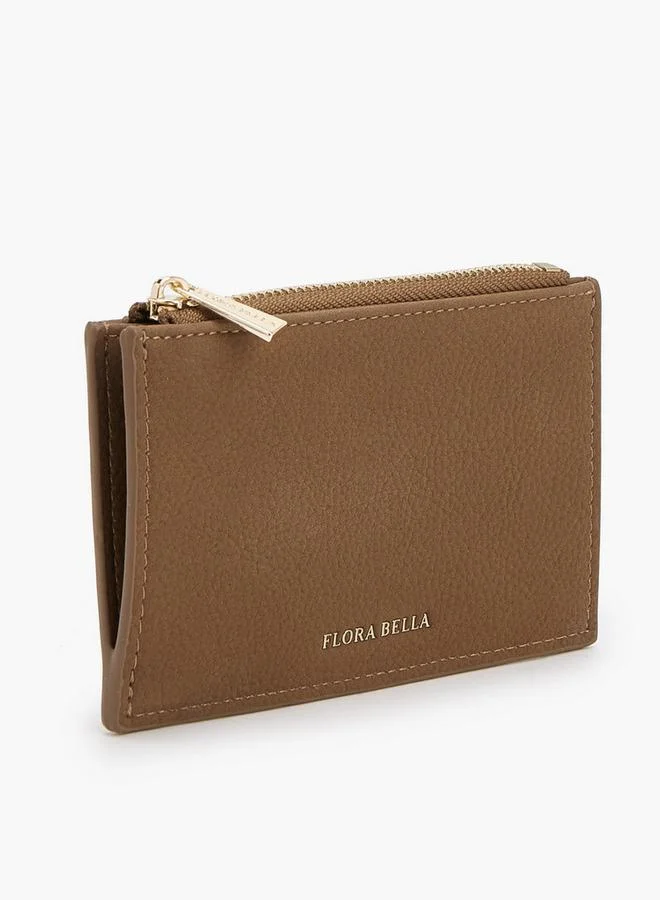 Flora Bella By Shoexpress TAN Solid Card Holder With Zip Closure for Women | Best Price UAE