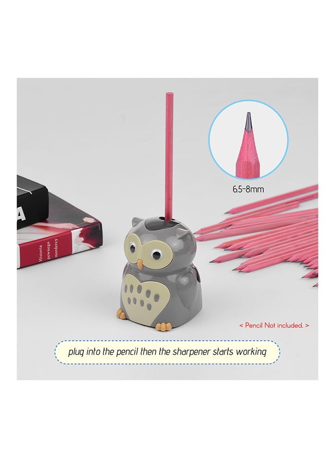 NIBEMINENT Owl Electric Pencil Sharpener Beige/Grey - Image 2