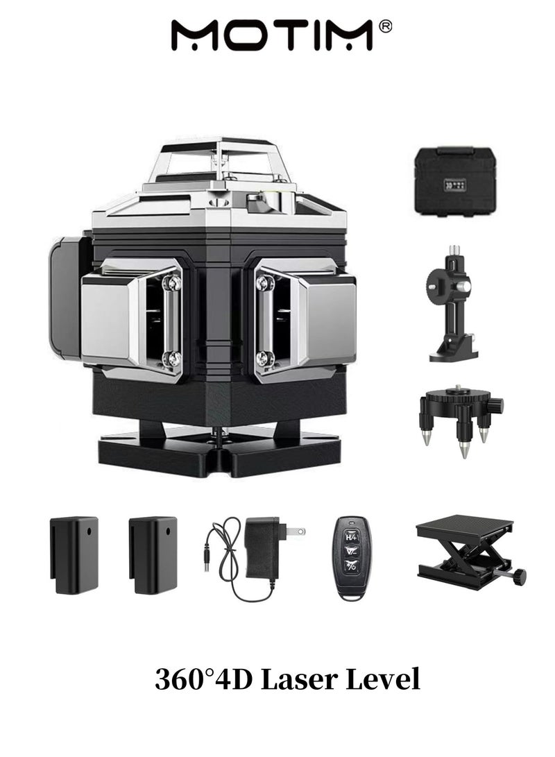 Motim Laser Level Self Leveling 360°4D Horizontal/Vertical Line Laser Remote Control 16 Lines Green Beam Laser Leveler tool Kit for Tiling Floor Construction Picture Hanging - Image 1