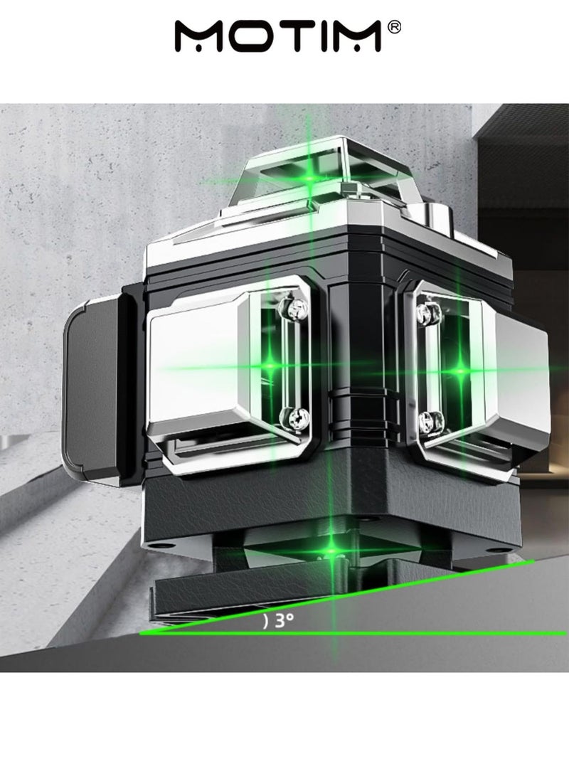Motim Laser Level Self Leveling 360°4D Horizontal/Vertical Line Laser Remote Control 16 Lines Green Beam Laser Leveler tool Kit for Tiling Floor Construction Picture Hanging - Image 3