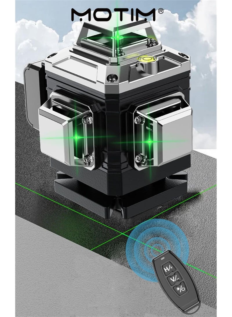 Motim Laser Level Self Leveling 360°4D Horizontal/Vertical Line Laser Remote Control 16 Lines Green Beam Laser Leveler tool Kit for Tiling Floor Construction Picture Hanging - Image 4