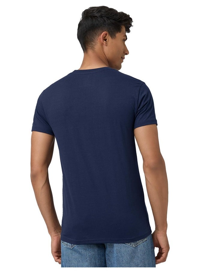 XYXX XYXX Men's Solid Regular Fit T-Shirt (XY_CR15_Tshirt_1_Navy  - Image 2