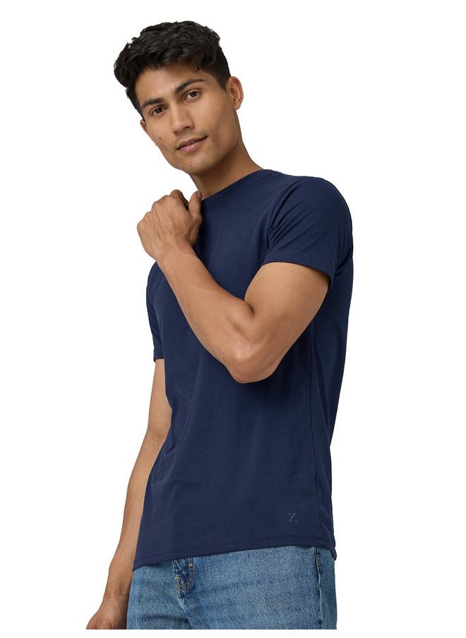 XYXX XYXX Men's Solid Regular Fit T-Shirt (XY_CR15_Tshirt_1_Navy  - Image 3