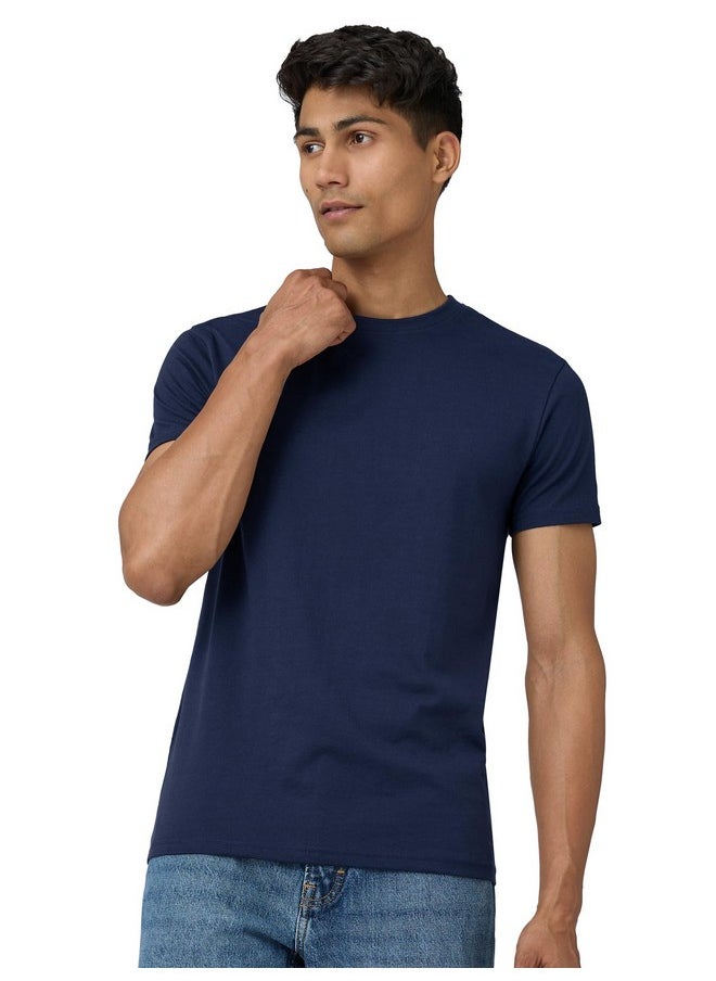 XYXX XYXX Men's Solid Regular Fit T-Shirt (XY_CR15_Tshirt_1_Navy  - Image 1