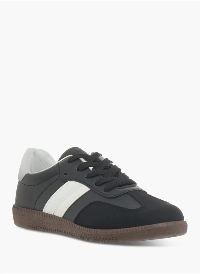 داش Panelled Low Ankle Sneakers with Lace-Up Closure