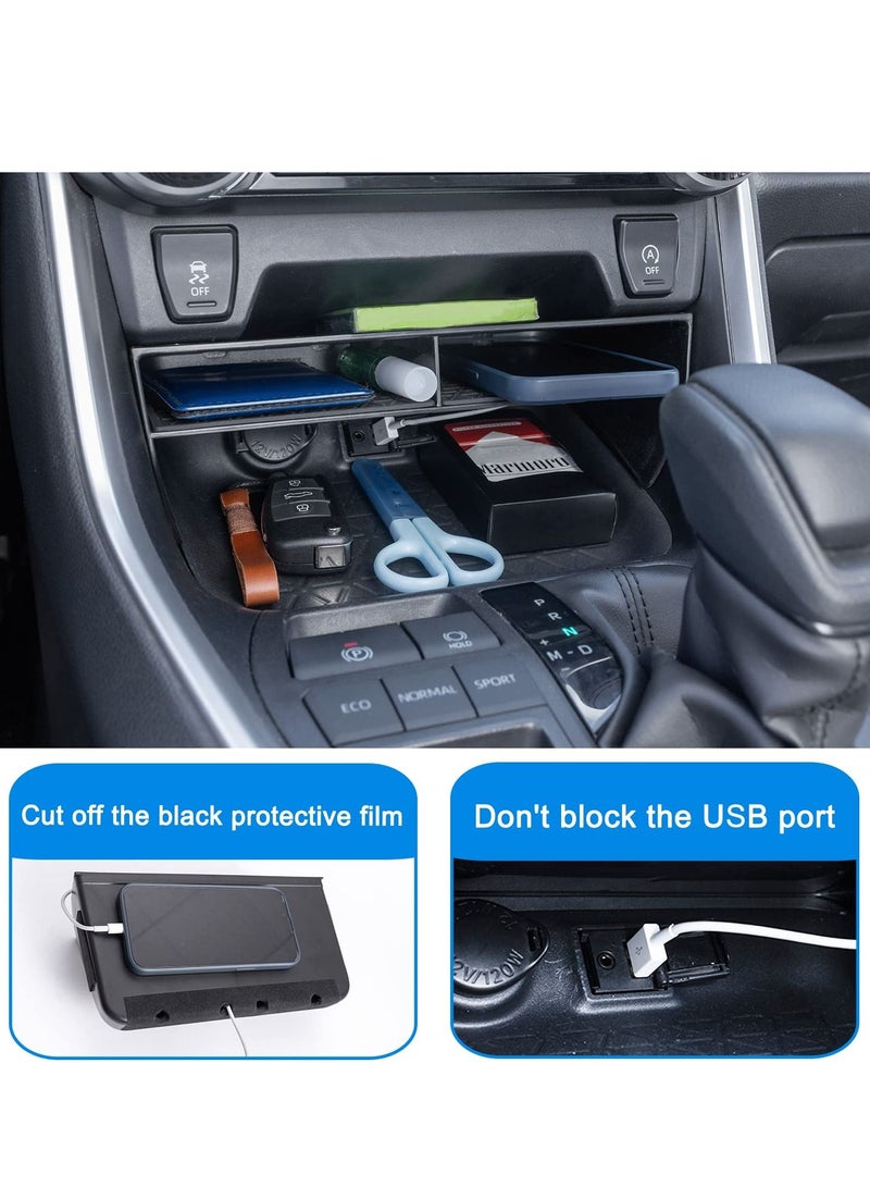 Excefore Bigger Slots Center Console Organizer, Interior Storage Box Car Central Control Storage Box Compatible with Toyota 19-23 Rav4 - Image 4
