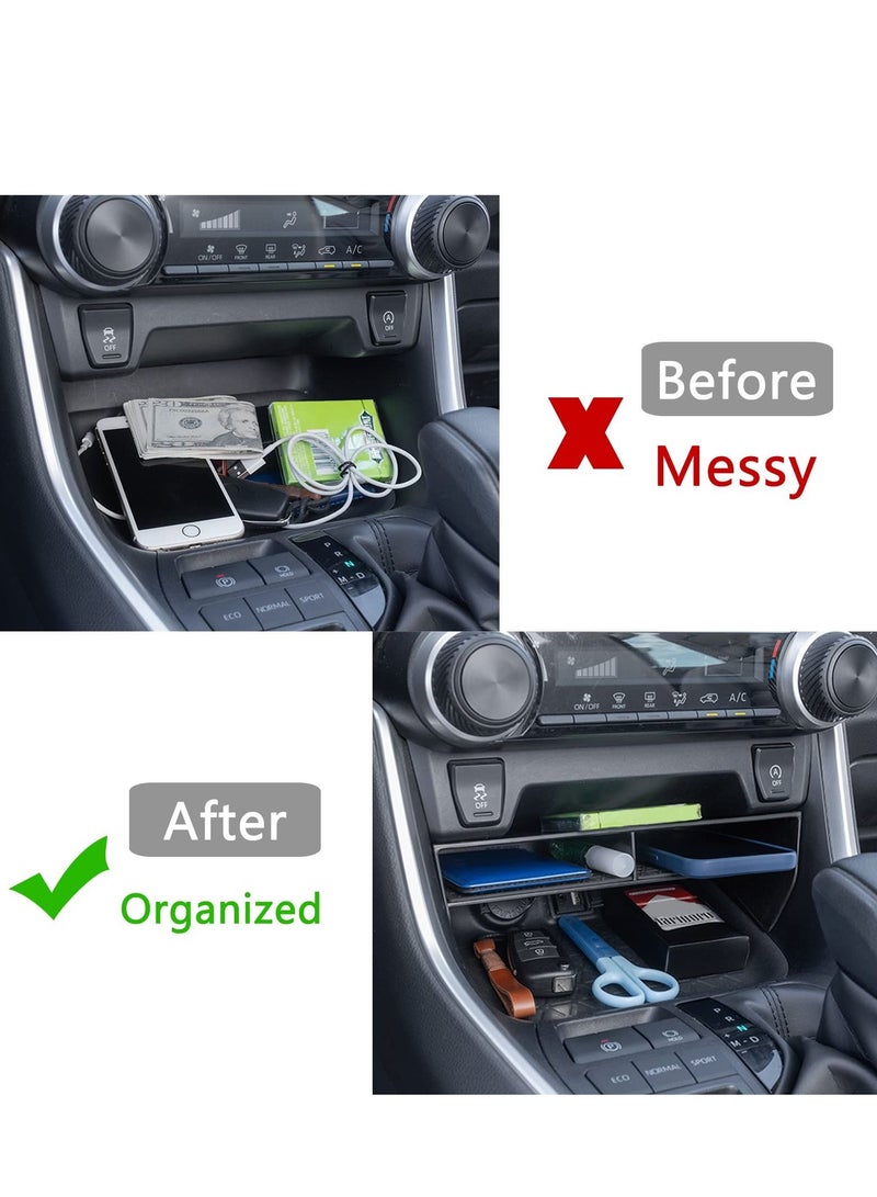 Excefore Bigger Slots Center Console Organizer, Interior Storage Box Car Central Control Storage Box Compatible with Toyota 19-23 Rav4 - Image 3