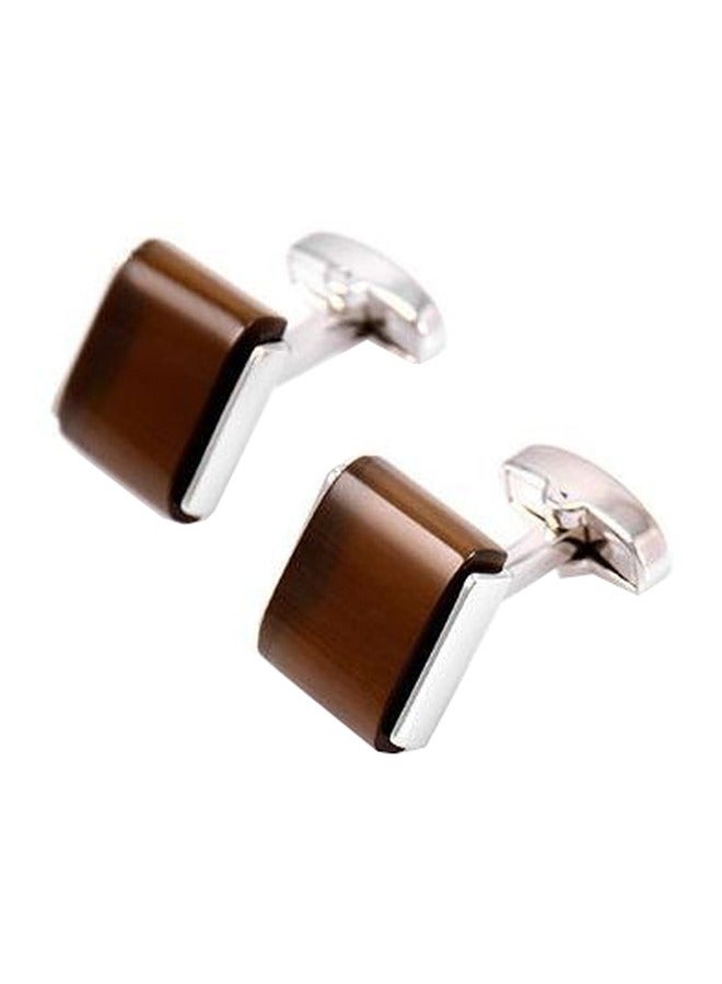 Cat's Eye Stone Cufflinks Coffee Men's French Shirt Business Sleeve Nails Square - Image 1