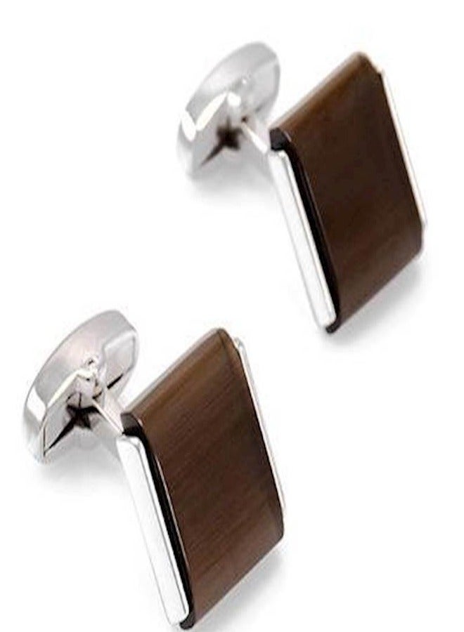 Cat's Eye Stone Cufflinks Coffee Men's French Shirt Business Sleeve Nails Square - Image 4