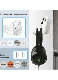 SYOSI Acrylic Controller Stand and Headset Holder, Wall Mount, Universal Gaming Accessory for PS4, PS5, Xbox One, Switch  - Image 3
