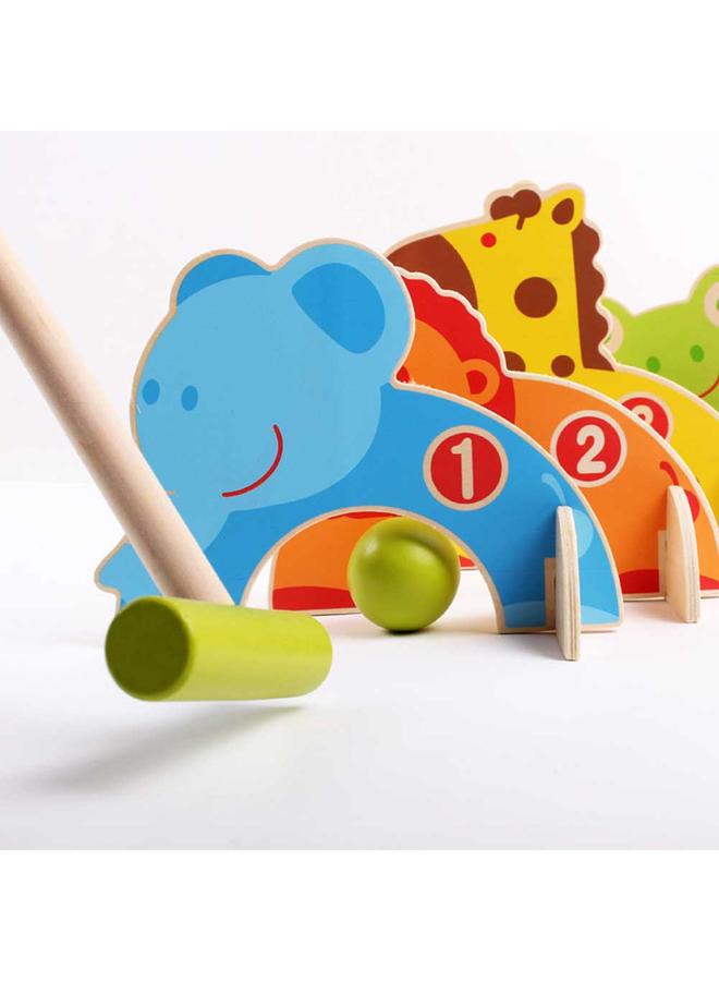 نيبمينينت Outdoor Sports Children Educational Wooden Animal Cartoon Croquet Golf Set Kids Toy Ball Games  - Image 3