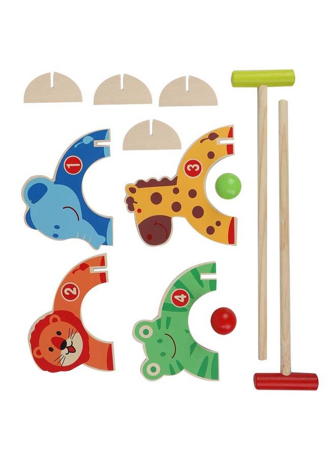 نيبمينينت Outdoor Sports Children Educational Wooden Animal Cartoon Croquet Golf Set Kids Toy Ball Games  - Image 1