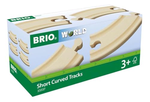 BRIO World 33337 Premium 4Piece Short Curved Tracks Wooden Train Toy Set for Kids Toddlers Age 3 Versatile Compatible FSCCertified Sustainable Wood Child ASIN B08J88V5QW - Image 1