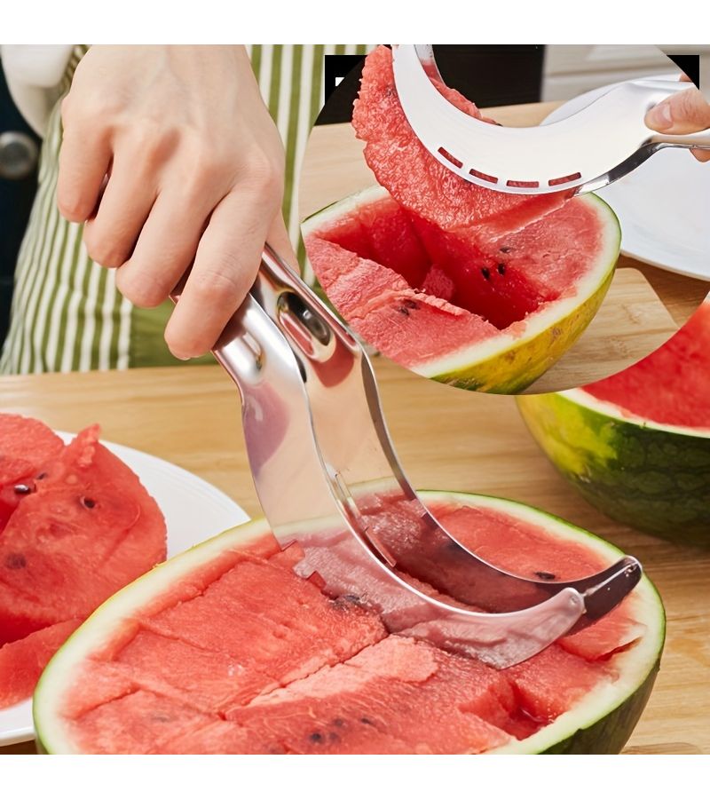 Stainless Steel Watermelon Slicer Fast Safe Fruit Cutter For Melon Cube Salad Kitchen Gadgets - Image 2