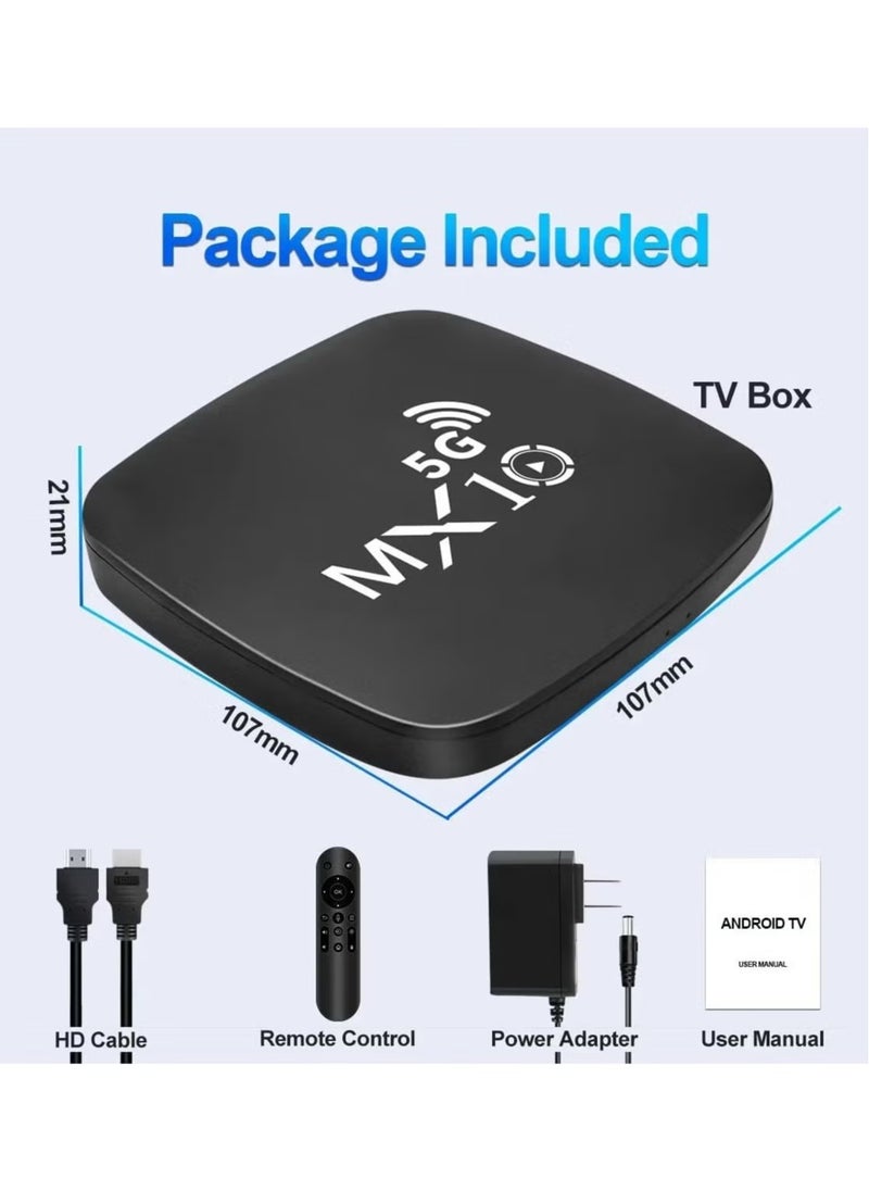 MX10 - Android 13 MX10 Smart TV Box – 4GB RAM, 64GB Storage, 2.4G/5G WiFi, 4K HD Output, Set-Top Box with Remote – Seamless Streaming & Entertainment Android TV Box - Image 1