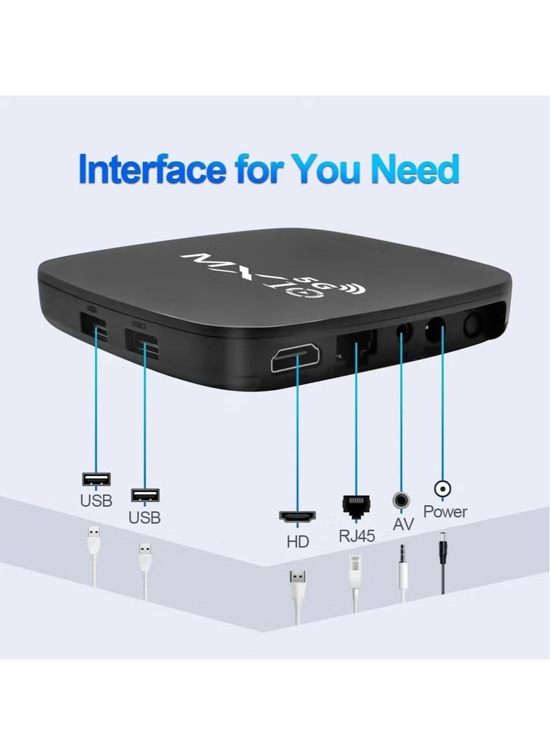 MX10 - Android 13 MX10 Smart TV Box – 4GB RAM, 64GB Storage, 2.4G/5G WiFi, 4K HD Output, Set-Top Box with Remote – Seamless Streaming & Entertainment Android TV Box - Image 1