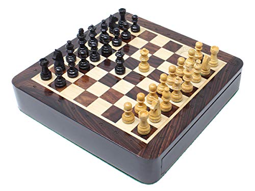 House of Chess 75 Inch Wooden Magnetic Travel Chess Set with Storage Drawer Algebraic Notation 2 Extra Queens Handmade - Image 5